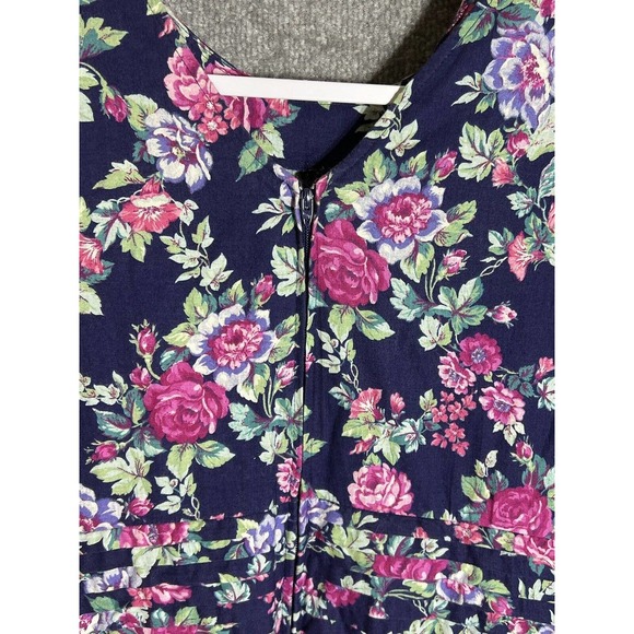 Vintage USA Positive Attitude Floral Dress Womens Size 13/14 Puff Sleeve Pockets - Picture 10 of 14